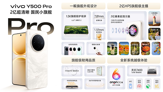 vivoY500Pro正式发布搭载2亿像素影像系统的国民小旗舰售价1799元起