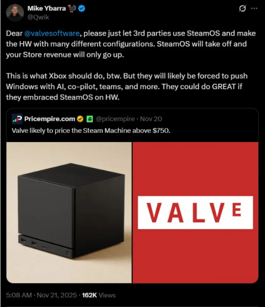 前Xbox高管透露，微软或许会推出搭载SteamOS的主机！