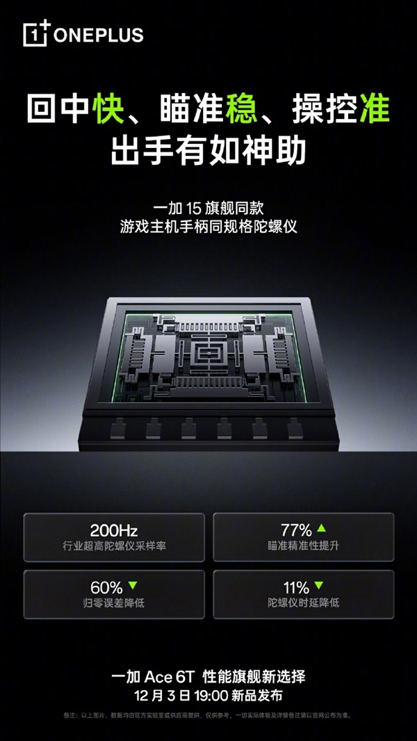 一加Ace6T搭载旗舰级同款陀螺仪：精准跟手射击无偏差