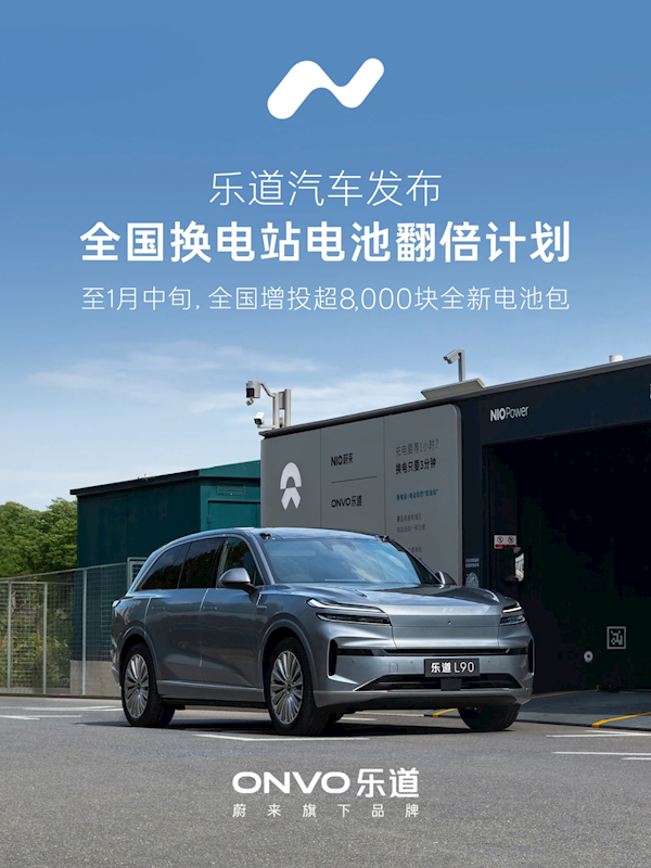 乐道汽车推出全国换电站电池扩容计划：拟额外投入超8000块全新电池包