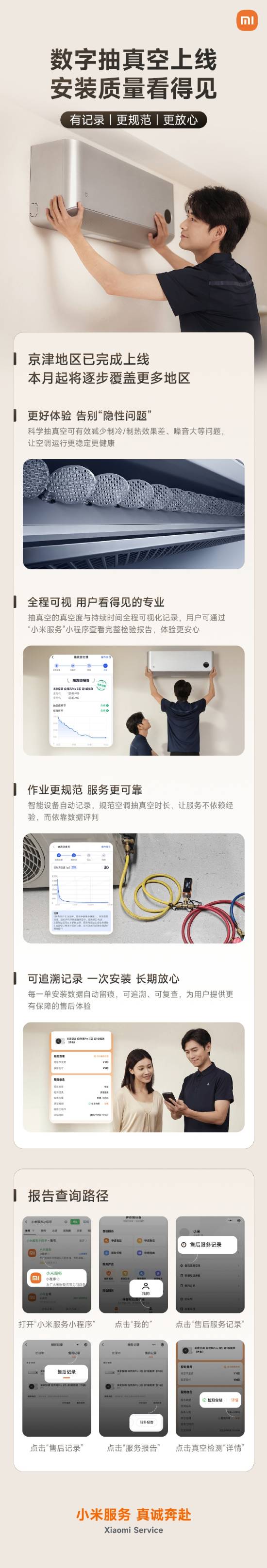 小米推出数字抽真空功能，自动记录时长还规范流程，空调安装从此更省心！