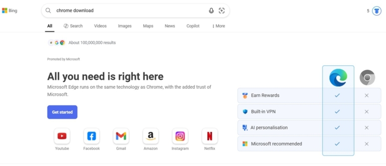 微软对Windows系统进行调整，意在减缓谷歌Chrome浏览器的下载速度
