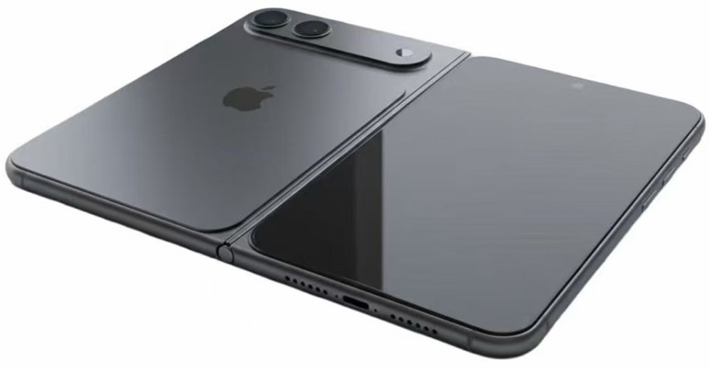 苹果首款折叠屏iPhone渲染图曝光：采用阔折叠比例设计内屏实现无开孔方案
