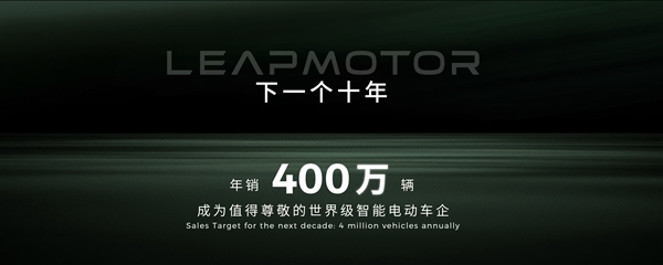 零跑汽车设定年销400万辆目标，未来十年剑指世界级车企行列