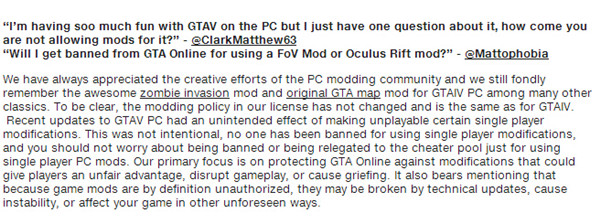《GTA5》MOD被封禁事件：单机模式未受波及