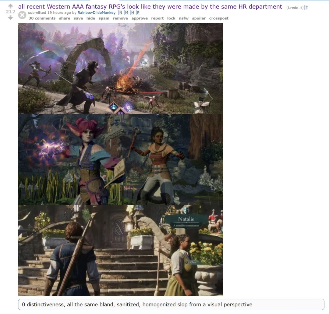 西方3A角色扮演游戏真的走向末路了吗？玩家集体吐槽其画风与色调严重缺乏新意，陷入同质化困局