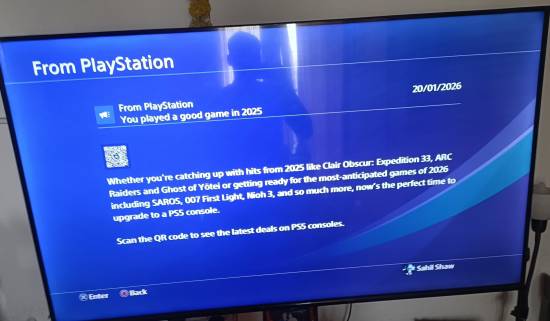 索尼给PS4玩家发系统消息：该升级啦，快来入手PS5！